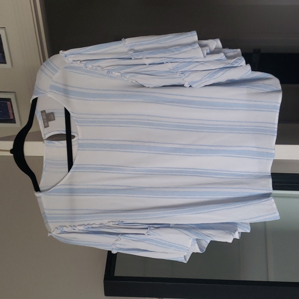 Falls Creek White & Blue Striped Blouse
